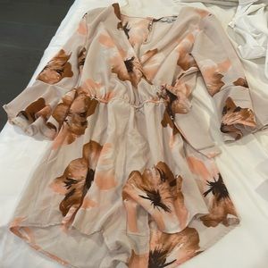 Blashe small floral pink romper orange cross neck short